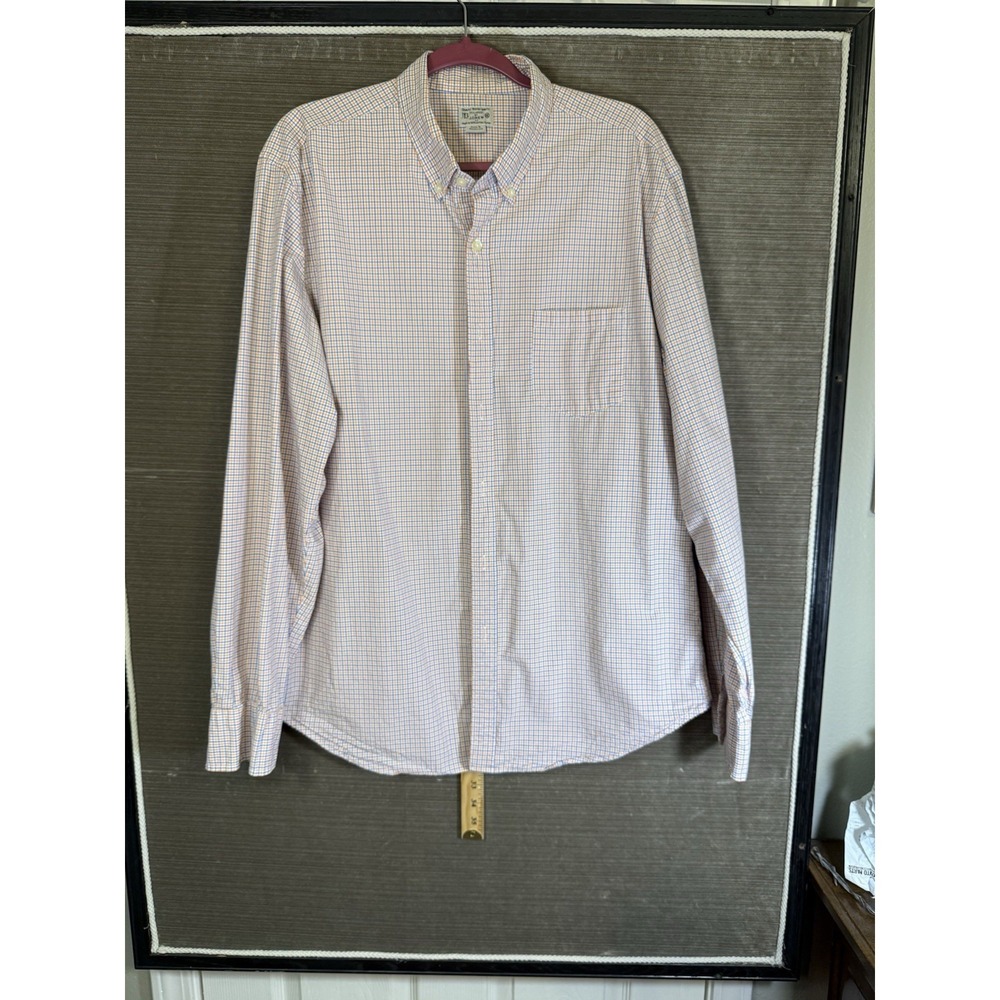 J Crew Button Down Shirt Mens Extra Large Long Sleeve Collar Orange Blue Auburn